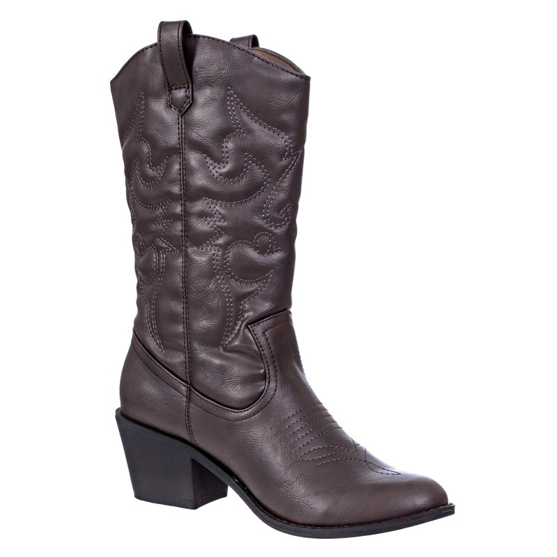 Charles Albert Womens Embroidered Modern Western Cowboy Boot, Brown, 10 - Image 1